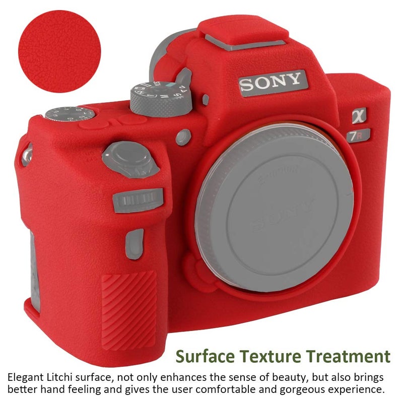 Easy Hood Camera Case for Sony Alpha A7II A7RII A7SII A7 II A7R II A7S II A7R2 ILCE-7RM2 ILCE-7M2 Soft Silicone Rubber Camera Protective Body Case Skin Camera Protector Cover (Red) - Image 3